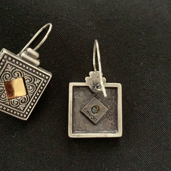 Elegant silver hook earrings with gold plate - Picture 3 of 4